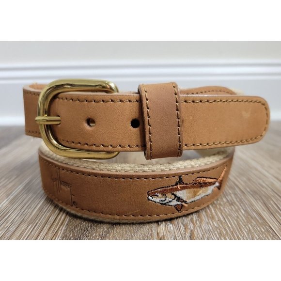 Guy Harvey Accessories Guy Harvey Mens 32 Light Brown Leather